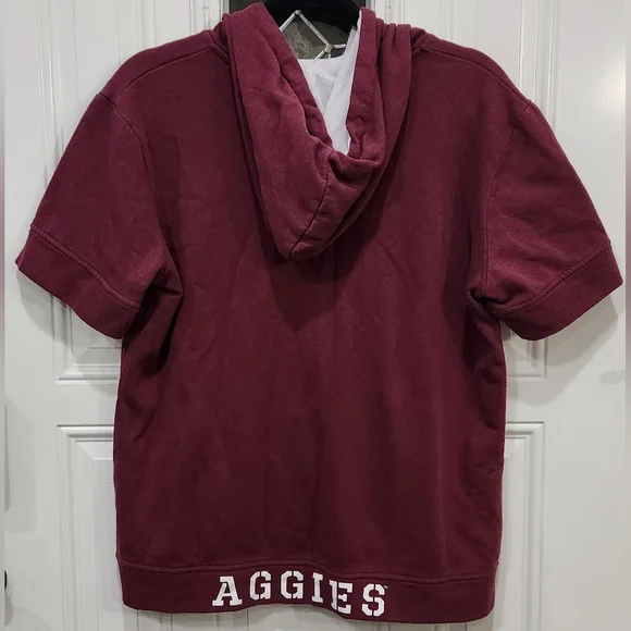 Texas A&M Aggies maroon short sleeve sweatshirt hoodie pullover women's … - Picture 5 of 8